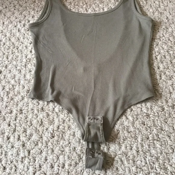 Sage Green Ribbed Bodysuit - Picture 5 of 6